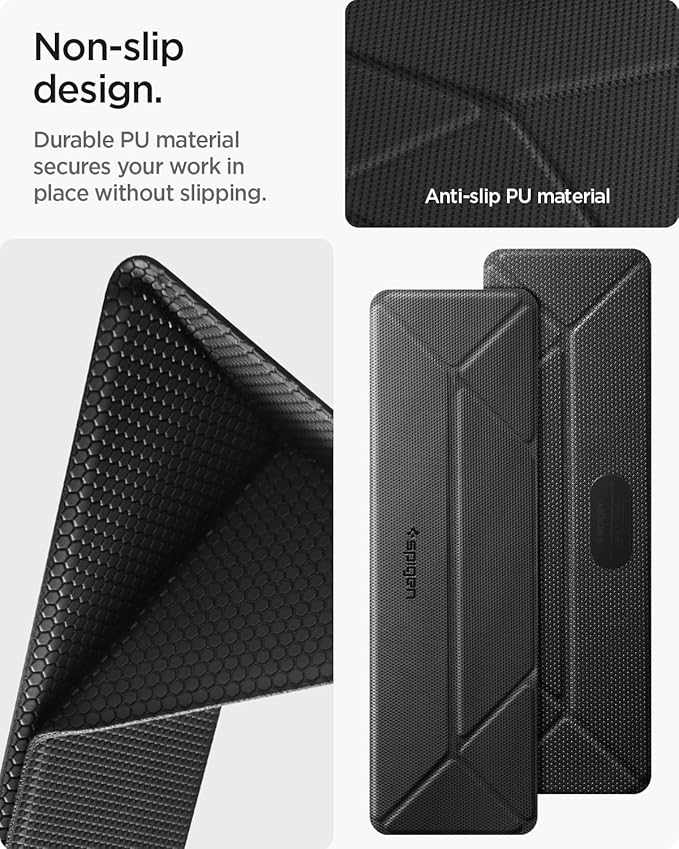Spigen Slim Fold Portable Laptop Stand Keyboard Riser Foldable Ergonomic Angle Lift Anti-Slip Compatible with MacBook Pro, MacBook Air 11"-16" and iPad/Air/Pro and More - Black (LD201-S4)