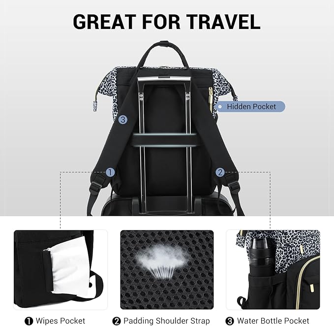LOVEVOOK College Laptop Backpack, 15.6 Inch Travel Backpack for College, Waterproof Work Backpack Woman for Teacher Nurse Anti-theft Travel Back Pack, Gifts for Women, Grey Leopard