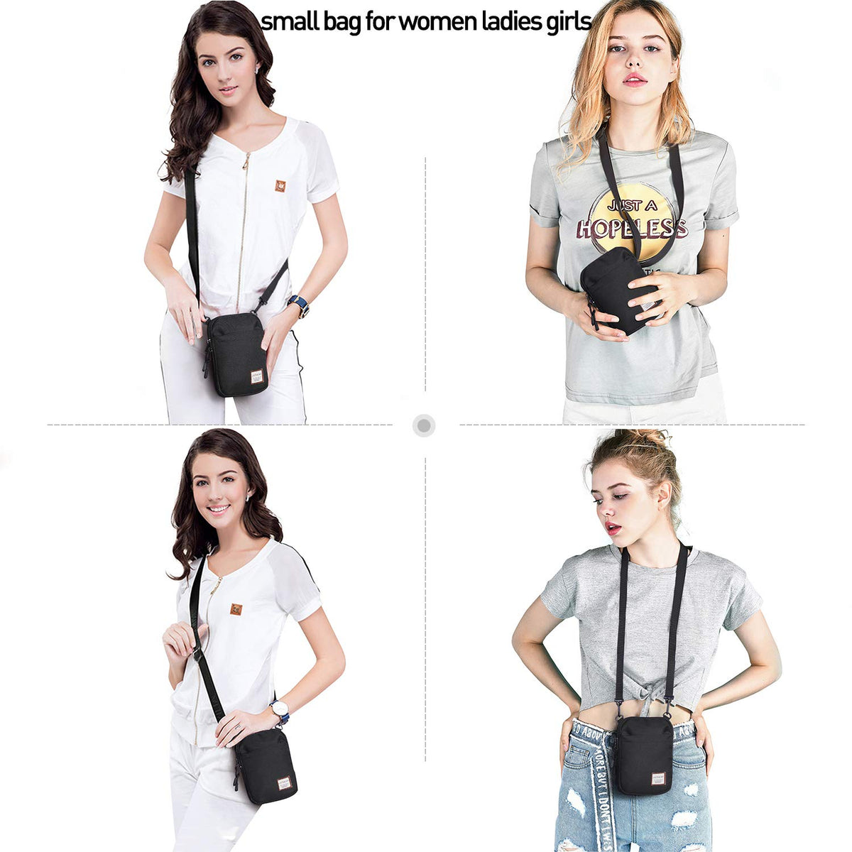 Mini Crossbody Bag Small Shoulder Bag For Men Travel Wallet Passport Holder Phone Purse Unisex, Mini Messenger Satchel Bag For Women Fanny Pack Neck Pouch Bags With Headphone Jack - Black