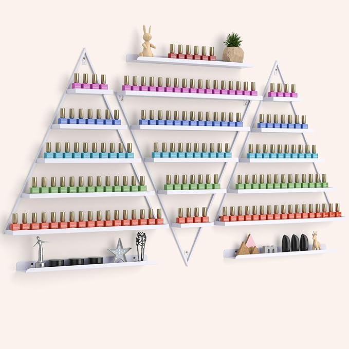Noverlife 6PCS Metal Nail Polish Shelf for Wall, Iron Nail Polish Wall-Mounted Racks for Nail Salon, 5 Tiers Hanging Nail Dip Powder Shelves Organizer & Storage Holder Wall Shelf for Nail Gel Polish