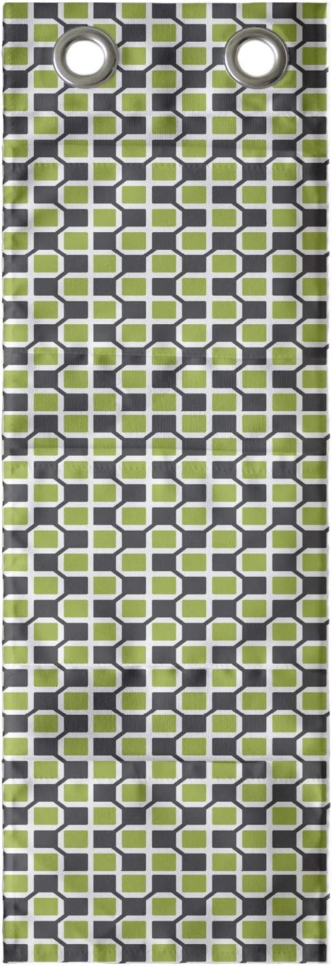 Ambesonne Abstract Hanging Pocket Organizer, Pattern of Symmetric Mini Rectangles Connected with Streaks, Printed Polyester Storage Bag with Pockets, 9" x 27", Lime Green Taupe Grey