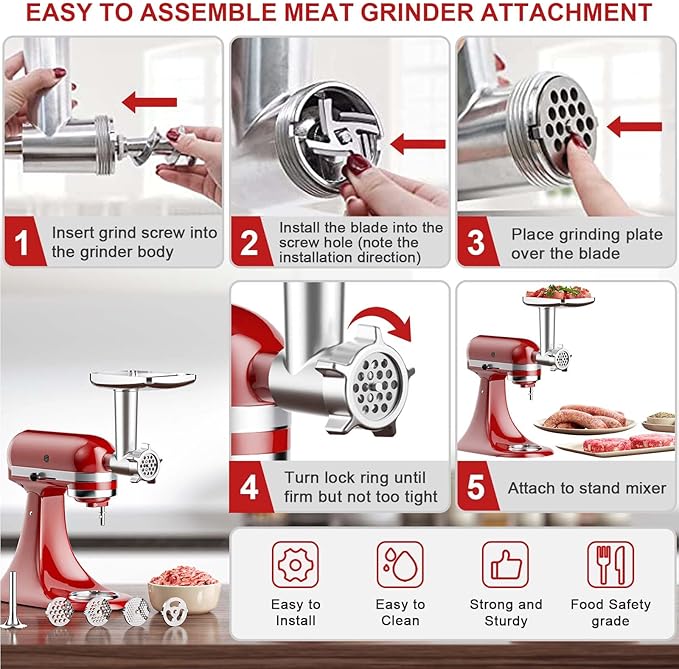 COFUN Meat Grinder & Slicer Shredder Attachments for KitchenAid