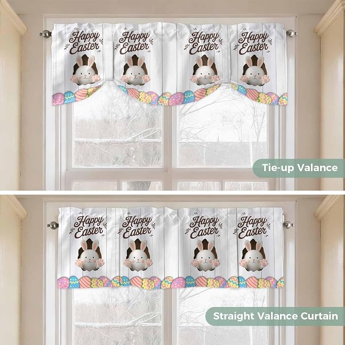 Grey Easter Tie Up Valance Curtains