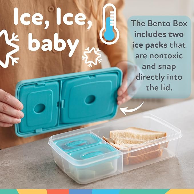 Nuby Lunchbox with Insulated Travel Bag - Bento Lunch Box - 3+ Years - Blue Sharks - Back to School Essentials