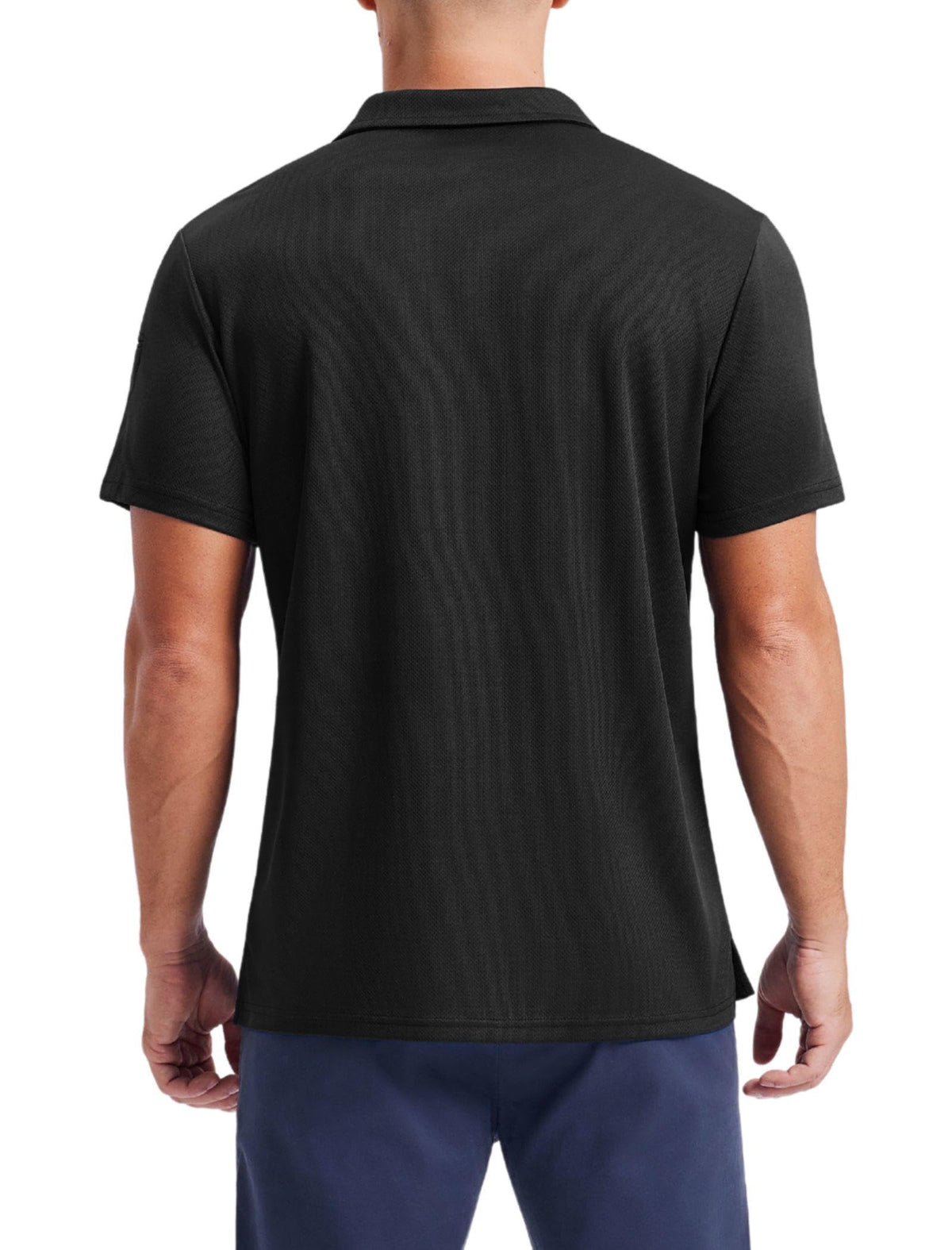 PINSPARK Golf Polo Shirts for Men Quick Dry Performance Casual Short Sleeve Collared Shirt Moisture Wicking Athletic Shirt Black