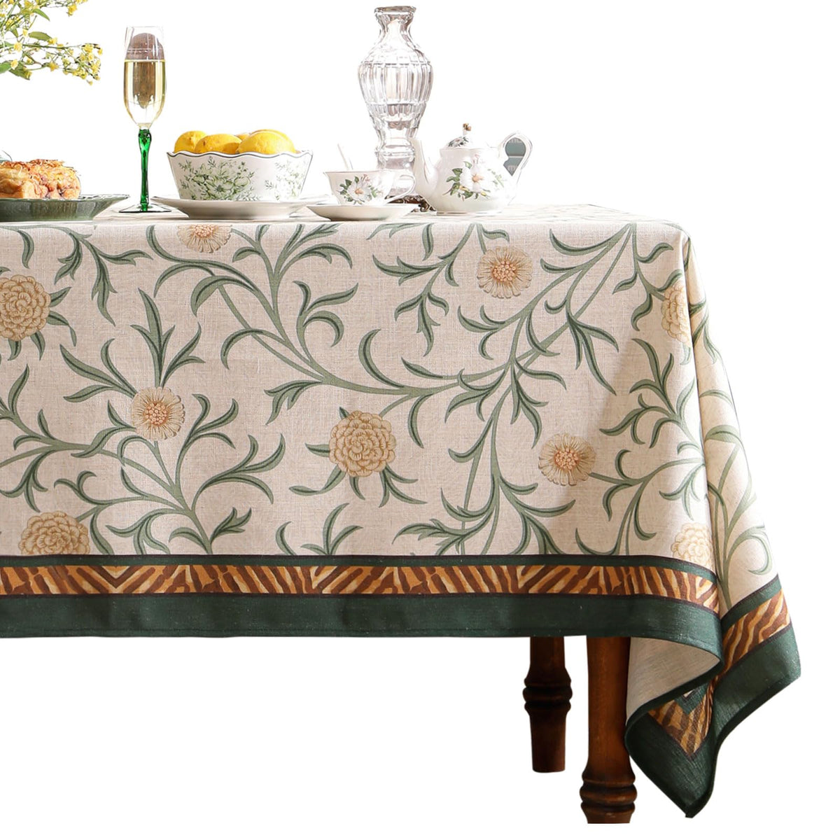 patdrea Vintage French Linen Tablecloth,Rectangular,118"x67"-Kulom A