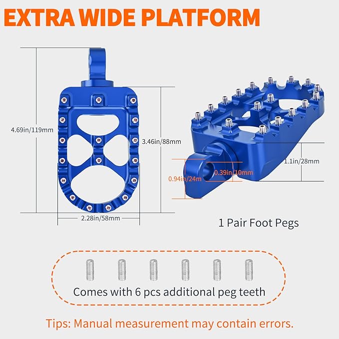 Nilight Motorcycle Foot Pegs Dirt Bike Footpegs Fit for Harley Dyna 1993-2017 Fatboy 1990-2017 Iron 883 2009-2017 Sportster 883 360° Rotating CNC Foot Pegs Heavy Duty Aluminum Alloy Peg Pedal, Blue