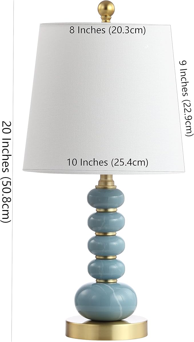 SAFAVIEH Lighting Collection Trace Light Blue Marble Finish/ Brass Gold 20-inch Bedroom Living Room Home Office Desk Nightstand Table Lamp (LED Bulb Included)