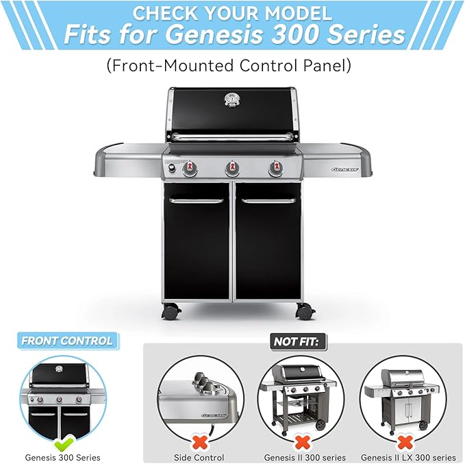17.5" Flavorizer Bars for Weber Genesis Grill Parts 300 Series Grills with Front Control Knob, Replacement for Genesis E310 S310 E320 S320 E330 S330 Porcelain Steel Heat Plates for 7620, 5 Pack