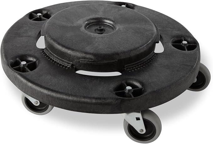 Rubbermaid Commercial Products BRUTE Dolly Black Fits 20 gallon, 32 gallon, 44 gallon, and 55 gallon BRUTE Containers, for Restaurants/Back of House/Offices/Warehouses/Airports/Commercial Environments