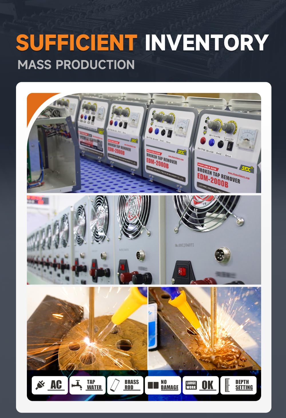 2000W 110V Tap Burner Tap Disintegrator Portable EDM Broken Tap Remover Hard Tool Remover Tap Burning Machine Manual Up&Down(Depth Setting)