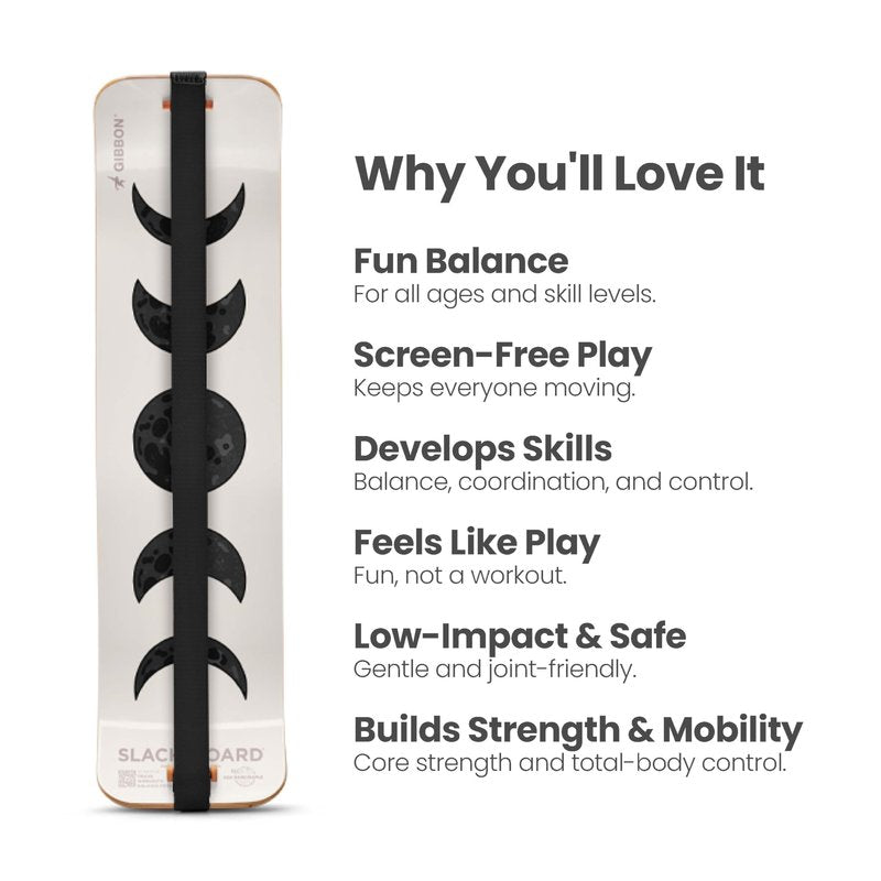 GIBBON SlackBoard with Stand - GiBoard Balance Board Kids & Adults - Slackline Balance Trainer - Slack Board Core Workout Equipment Home Gym Training - Standing Desk Exercise - Yoga, Agility, Pilates
