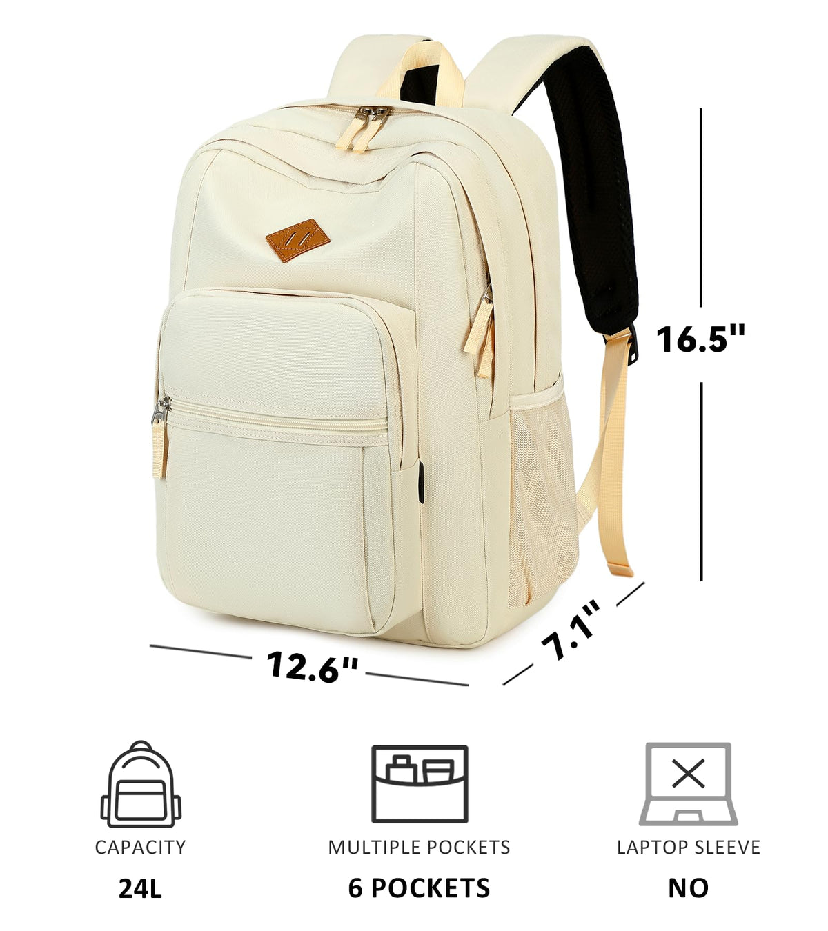 abshoo Classical Basic Womens Travel Backpack For College Men Water Resistant Bookbag (Cream Beige)