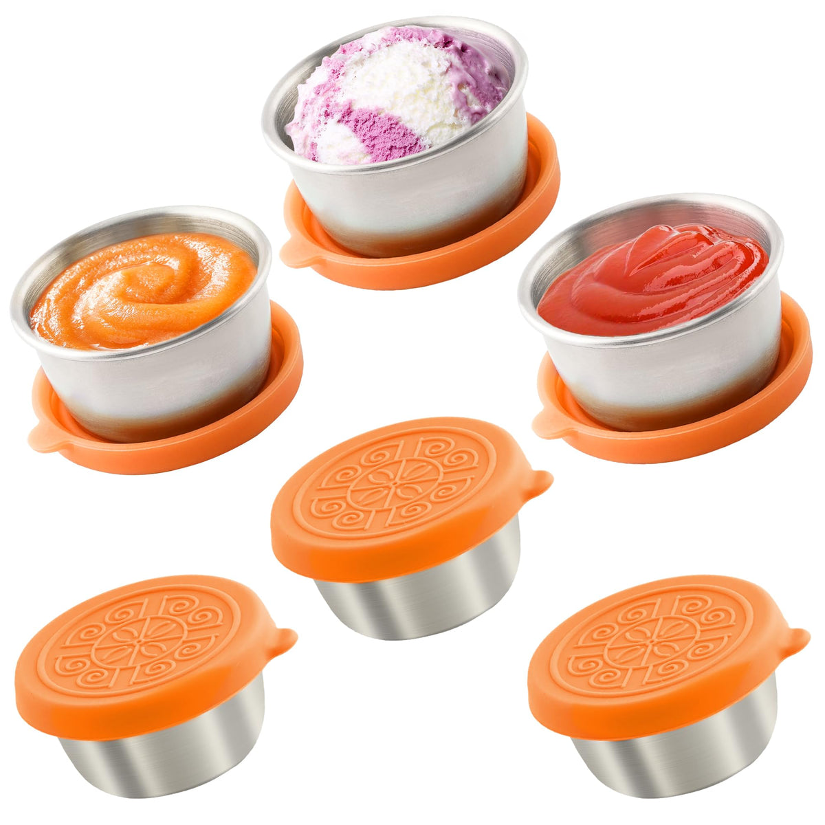 6x1.6 Oz Salad Dressing Containers With Lids, Small Leakproof Reusable Stainless Steel Salad Dressing Container To Go For Lunch Boxes,Sauce containers, Picnics,Travel Meal Prep And Kitchen Storage.