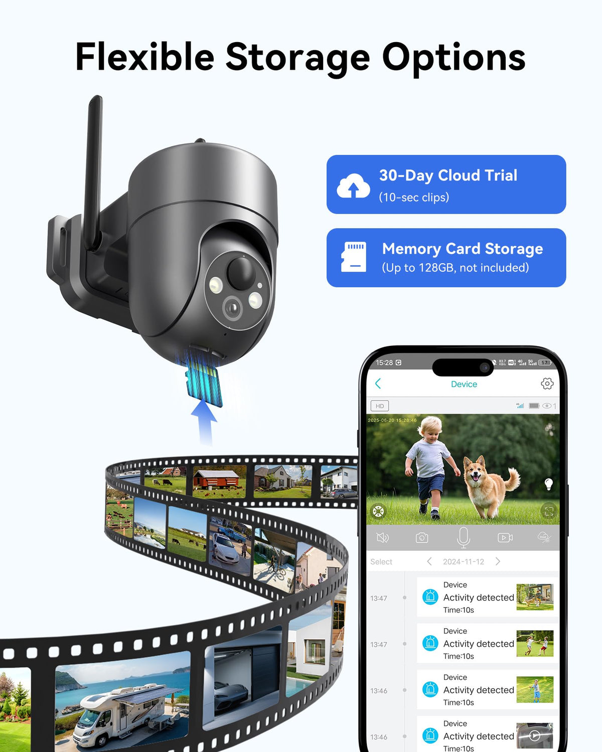 LIWAN Solar Security Cameras Wireless Outdoor, 360° View PTZ Camera for Home Security, 2K HD Color Night Vision, AI Human Detection, IP66 Weatherproof, 2.4GHz WiFi Only