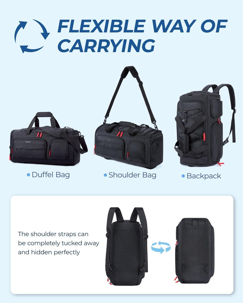 BAGSMART Gym Bag for Women & Men, 35L/63L Sports Travel Duffel Backpack with Shoe Compartment Laptop Compartment, Water Resistant Carry On Weekender Bag for Airplane