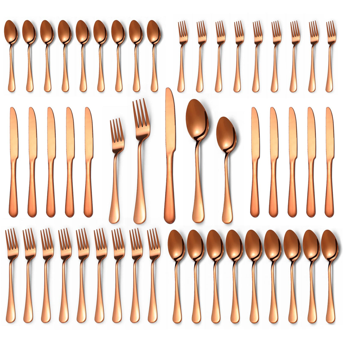 Gold Silverware Set,50-Piece Stainless Steel Flatware Set for 10
