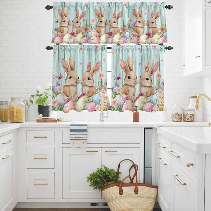 Easter Kitchen Curtains Set 3 Piece