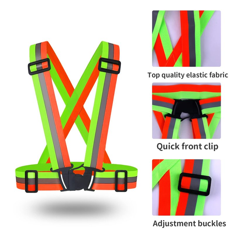 Dairzitv 2 pcs Reflective Vest, Adjustable High Visibility Reflective Safety Straps Gear for Outdoor Jogging, Cycling, Walking, Riding and Pet Walking