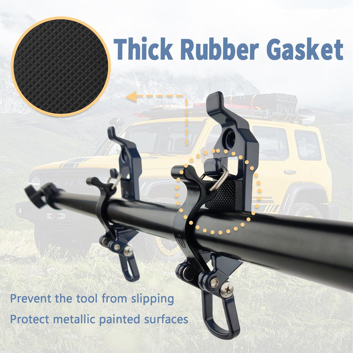 2 PCS Shovel Mount for Roof Rack Overland Gear Rotopax Mount Shovel Holder for Truck Tool Holder,Rubber Clamp Grip Mounting Kit Fits Shovel Holder Wall Mount, and Pole Clamp