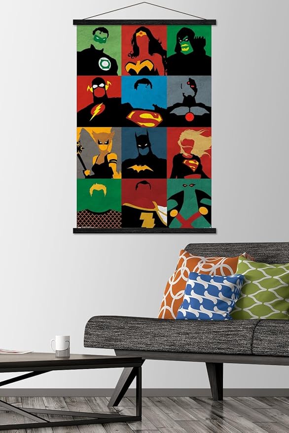Trends International DC Comics - Justice League - Minimalist Wall Poster, 22.375" x 34", Premium Print and Black Hanger Bundle