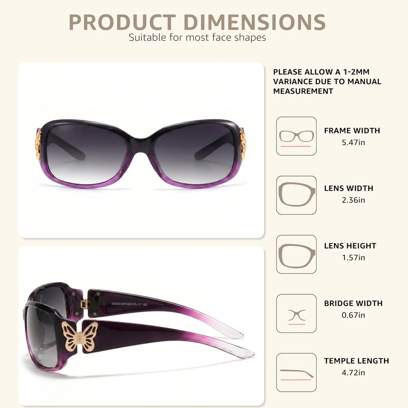 LVIOE Women's Polarized Sunglasses Butterfly Design with UV400 Protection