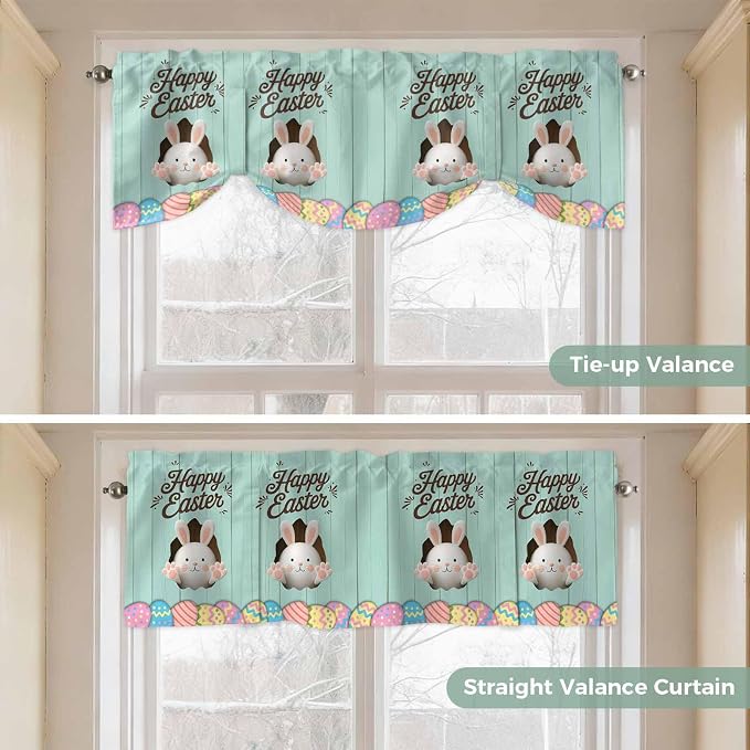 Green Easter Tie Up Valance Curtains