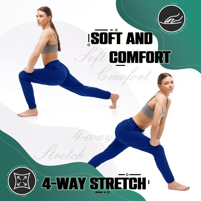 Walifrey Womens Joggers with Pockets, Drawstring Sweatpants Women for Lounging Jogging Gym and Workout RoyalBlue,1 Pack RoyalBlue M