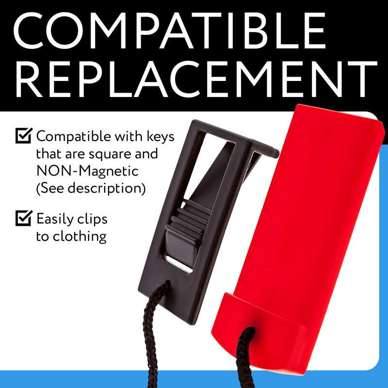 IMPRESA Replacement Treadmill Safety Key Clip - Universal Safety Key for Treadmill - Braided Nylon Security Cord & Clip - Black & Red, Pack of 1