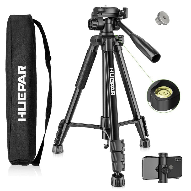 Huepar Professional Laser Level Tripod, 60 Inch Adjustable Laser Level Stand, Suit for Heavy Duty Laser Levels, Point Lasers, Laser Distance Measures; 1/4" & 5/8" Thread Mount, Non-Slip Feet, TPD14B