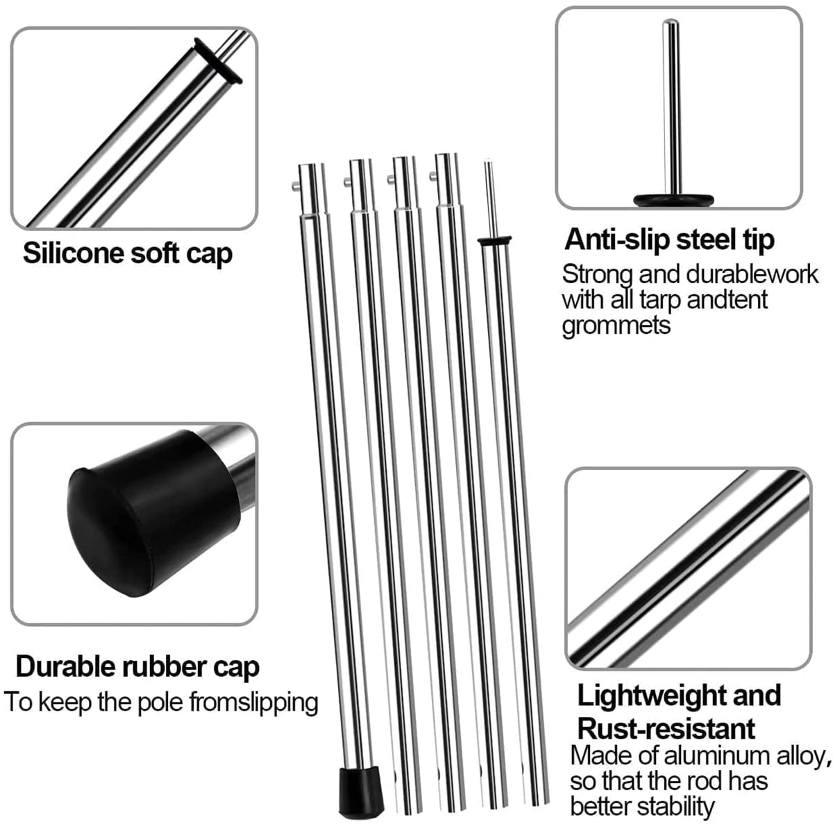 SANLIKE Telescopic Tarp Poles, Adjustable Tent Poles for Camping Hiking