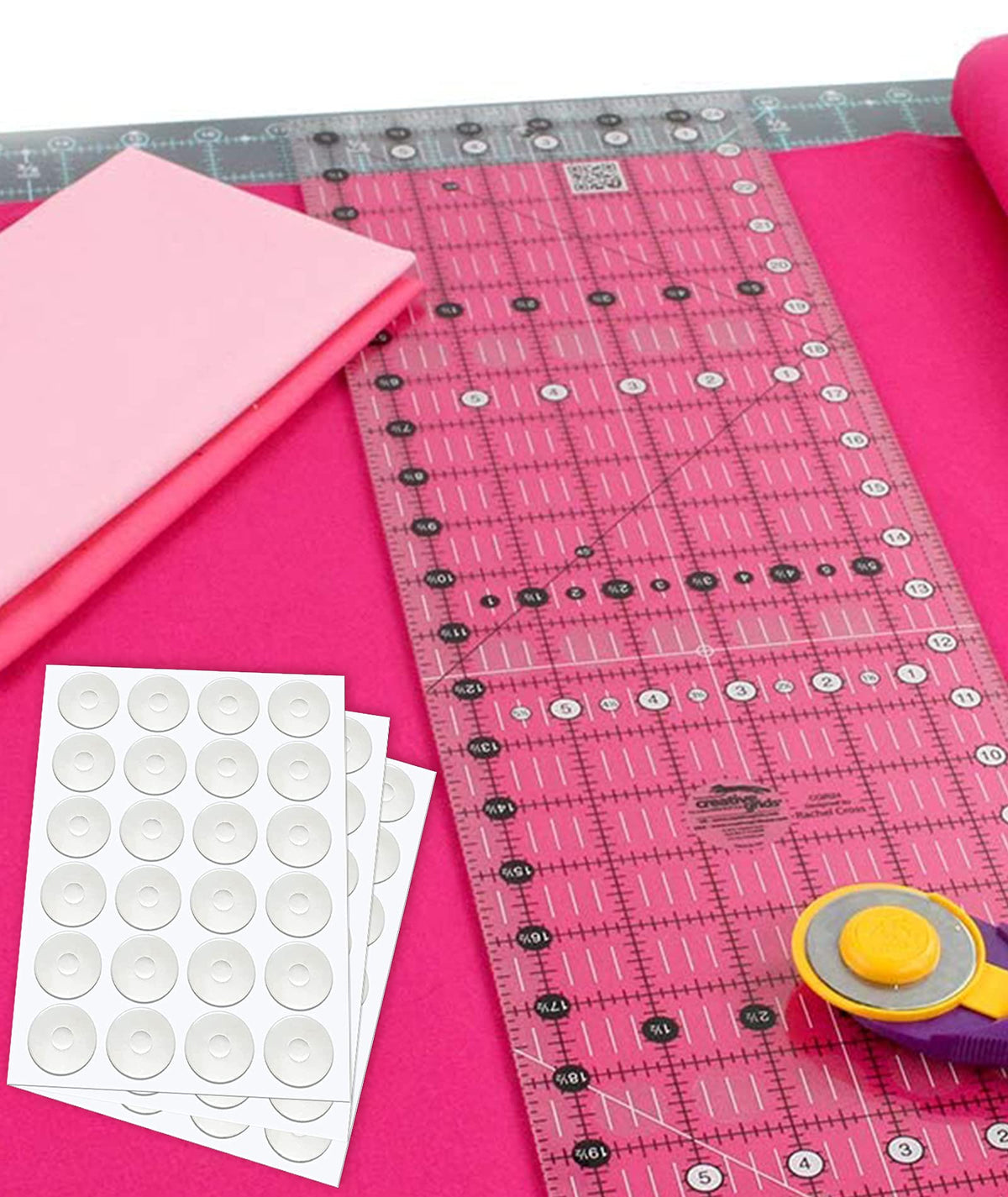 Non Slip Grips for Quilting Rulers Quilt Templates, Birllaid Non-Slip Adhesive Rings True Grips for Sewing Rulers 144 Pack 72 Large ， 72 Small