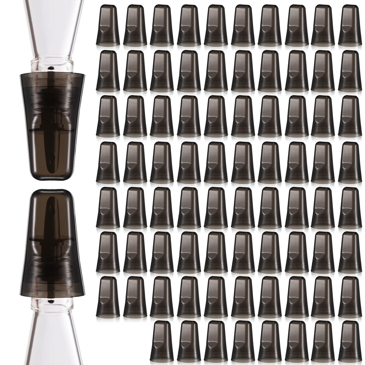 Chengu 24 Pieces Liquor Bottle Covers Pour Spout Covers Bar Toppers for Bottles Universal Pour Dispenser Dust Translucent Silicone Rubber Spout Caps for Bar Home Kitchen Tools Supplies (Black)