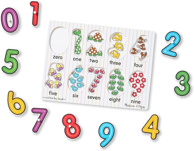 Melissa & Doug Lift & See Numbers Wooden Peg Puzzle - 10 Pieces - FSC Certified