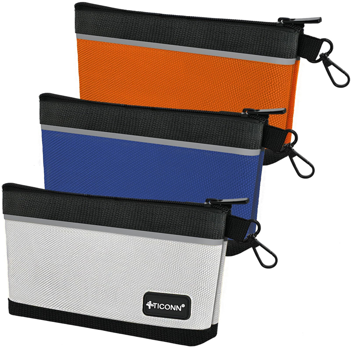 TICONN Tool Pouches with Zipper, 1680D Oxford Small Tool Bags, Waterproof Utility Bag Zipper Pouch for Tool Organizers and Storage (3 Pack Medium)