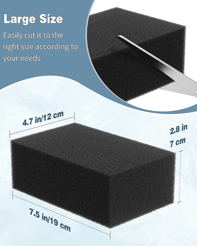 Pawfly 2 Pack Aquarium Filter Sponge Pad Hydroponics Black Foam Floss