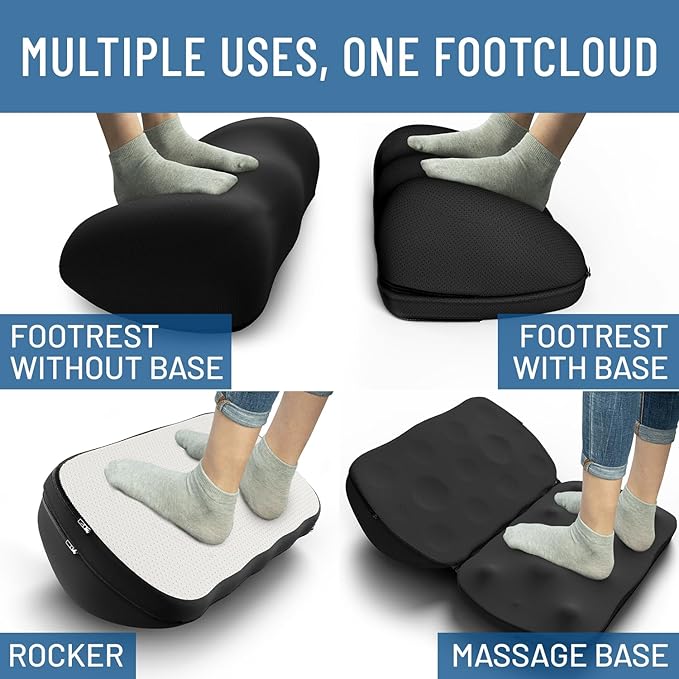 Cloud Foot Rest and Airplane Foot Rest Bundle – Memory Foam Comfort for Desk, Office, and Travel with Adjustable Ergonomic Design