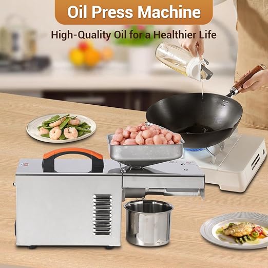 MilleLoom 900W Oil Press Machine, Automatic Cold& Hot Electric Oil Press Extractor, 304 Food Stainless Steel,Ideal for Pressing Peanut, Sesame Seeds, Walnut, Almond, Pumpkin, Rapeseed