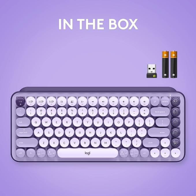 Logitech POP Keys Mechanical Wireless Keyboard with Customizable Emoji Keys, Durable Compact Design, Bluetooth or USB Connectivity, Multi-Device, OS Compatible - Cosmos
