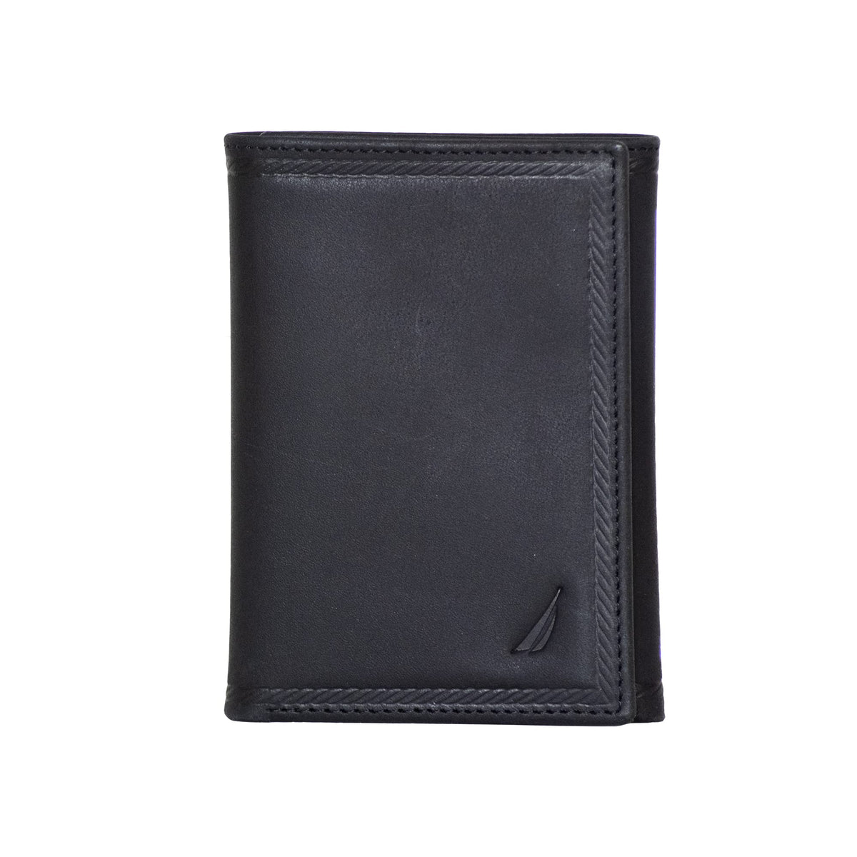 Nautica Mens Classic Sail Trifold Wallet | RFID Blocking Protection | ID Window | 6 Card Slots | 2 Slip Pockets | Genuine Leather | Organization | Durable | Stylish - Black