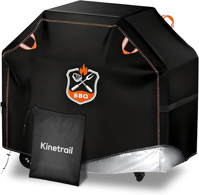 Kinetrail Grill Cover, Universal 58" BBQ Grill Cover for Outdoor Grill, Waterproof, Weather Resistant, Fade Resistant Gas Grill Cover with Adjustable Double Straps for Weber, Char-broil, Nexgrill, etc