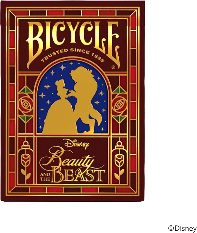 Bicycle Disney Beauty and The Beast Playing Cards – Premium Belle & Beast Deck, Enchanted Rose Collectible Cards for Classic Games, Magical Disney Gift for Kids & Adults