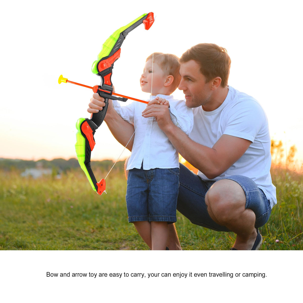 PowerTRC Kids Bow and Arrow Set, Bow and Arrow Set for Kids 8-12 – Kids Archery Set with Target Practice LED Light Up with 10 Suction Cup Arrows & Quiver Outdoor Play Toys (Blue)
