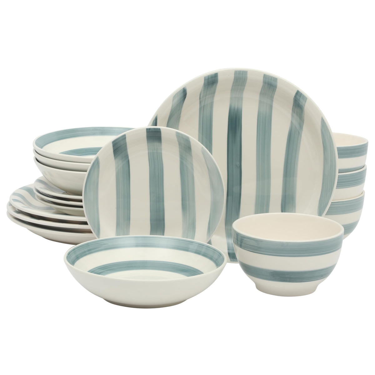 Gibson Home Rockaway 12-Piece Round Stoneware Dinnerware Set, Service for 4 – Cream Plates and Bowls, Modern Matte Finish, Microwave & Dishwasher Safe