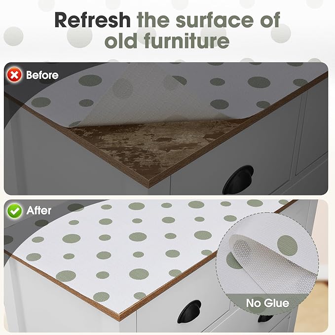 Beautysaid Shelf and Drawer Liner for Kitchen Cabinet, Non Adhesive Non Slip Shelf Paper Waterproof Washable Thickened for Dresser Pantry Shelve Bathroom Protector Liner(Polka Dot,12 in x 10 FT)