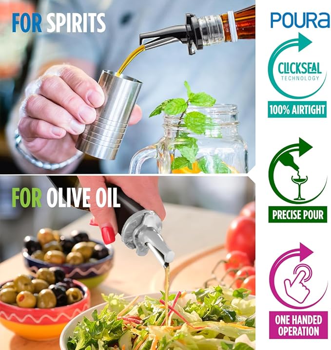 Stainless Steel Liquor Pour Spout, Silver 2 Pack
