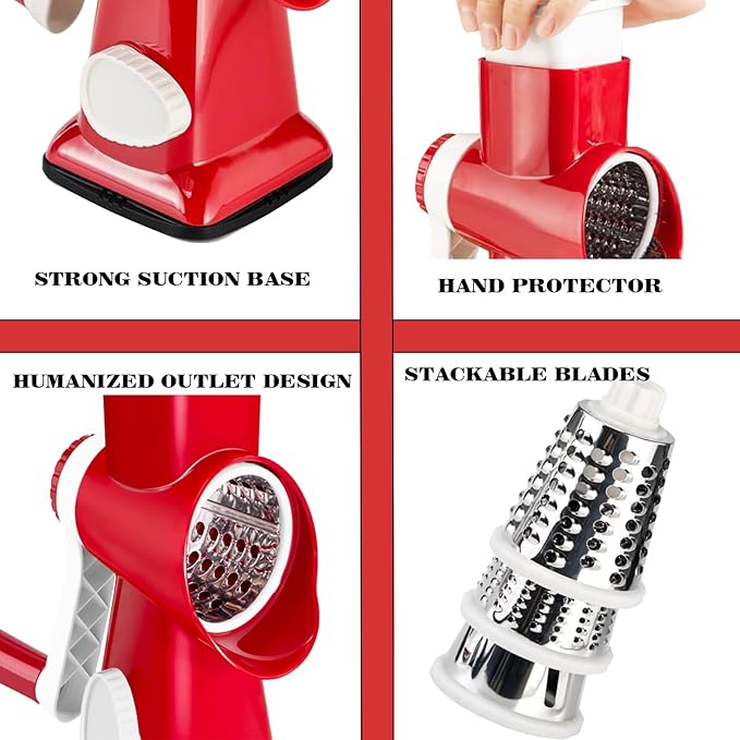 Eleko Meyar Cheese Grater with Handle,Multifunctional Rotary Cheese Grater