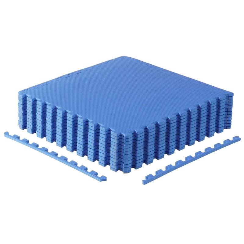 CAP Barbell 1/2-Inch Interlocking EVA Foam Exercise Puzzle Mat Home Gym Flooring - 2 Pack | 24" x 24" x 1/2" | T Pattern - Blue