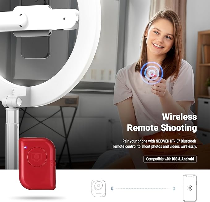 NEEWER Entry Level Version 10" 7W LED Selfie Ring Light with Desk Clamp Stand Phone Holder for iPhone, Laptop Video Conference Streaming Recording Makeup Lighting, 3 Tones 3000mAh Rechargeable, N16