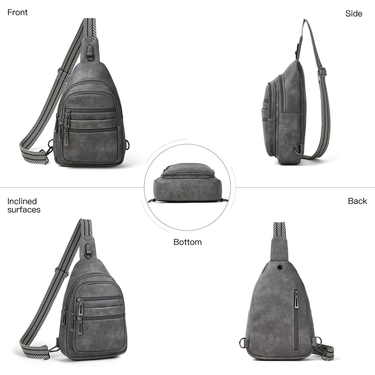 Leresas Sling Bag for Women Crossbody Bags Sling Purse Cross Body Backpack Vegan Leather Over Shoulder Bag Travel Handbag Gifts Dark Grey